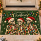 Merry Christmas Skeleton Doormat, Three Skeletons In Santa Hats Doormat For Home Decor Housewarming Gift, Xmas Welcome Mat Gift For Skeleton Lover