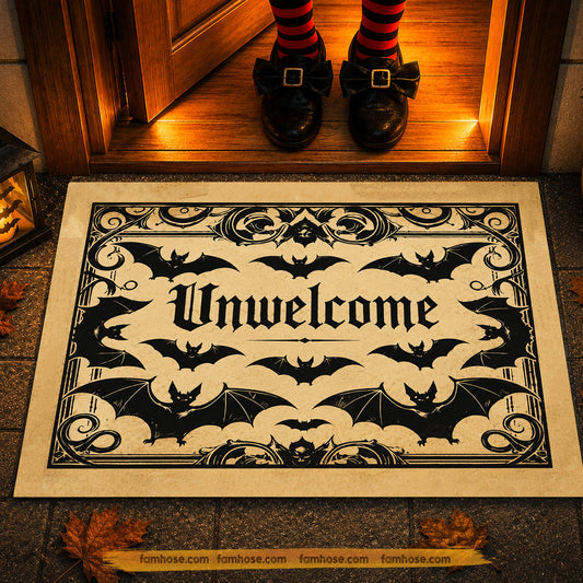 Funny Halloween Bats Doormat, Unwelcome Vintage Doormat For Home Decor Housewarming Spooky Season Gift For Bat Lover