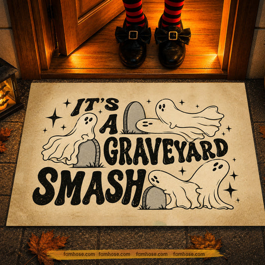 Funny Aldut Halloween Doormat, It's A Graveyard Smash Vintage Doormat For Home Decor Housewarming Spooky Season Gift For Ghost Lover