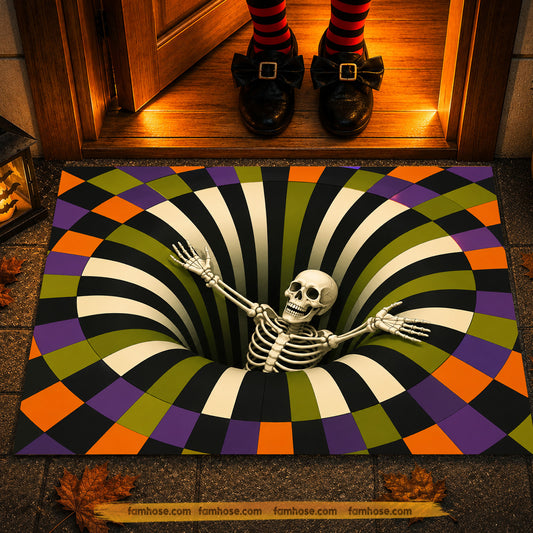 Halloween Skeleton Doormat, Spooky Optical Illusion Doormat For Home Decor Housewarming Spooky Season Gift For Skeleton Lover