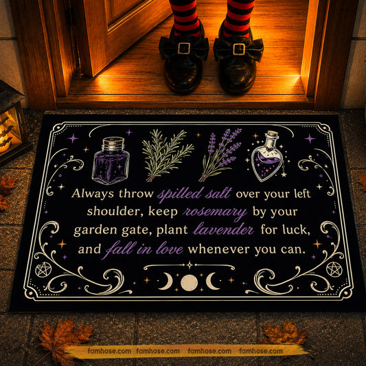 Vintage Halloween Witch Doormat, Always Throw Spilled Salt Doormat For Home Decor Housewarming Spooky Season Gift For Witch Lover