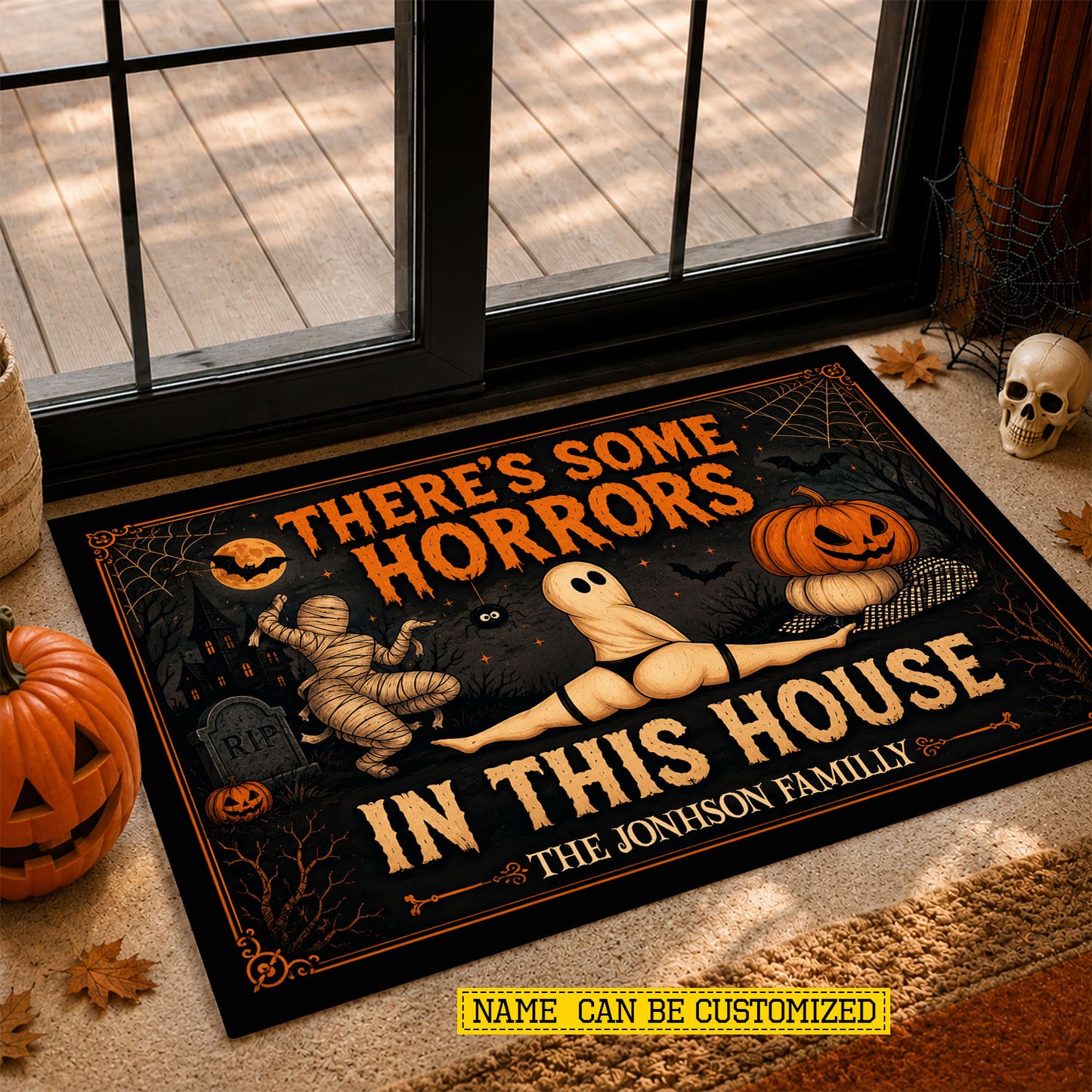 Funny Personalized Halloween Doormat, There’s Some Horrors In This House Doormat For Home Decor Housewarming Spooky Season Gift