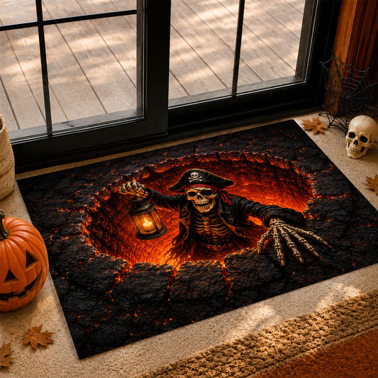 Halloween Scary Skeleton Pirate Doormat, Dead Men Do Knock Doormat For Home Decor Housewarming Spooky Season Gift For Skeleton Lover