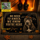 Funny Personalized Halloween Dog Doormat, No Need To Knock Doormat For Home Decor Housewarming Spooky Season Gift For Dog Lover
