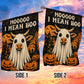 Funny Halloween Cow Boo Garden & House Flag, Mooooo I Mean Boo Yard Flag Spooky Season Gift For Ghost & Cow Lover
