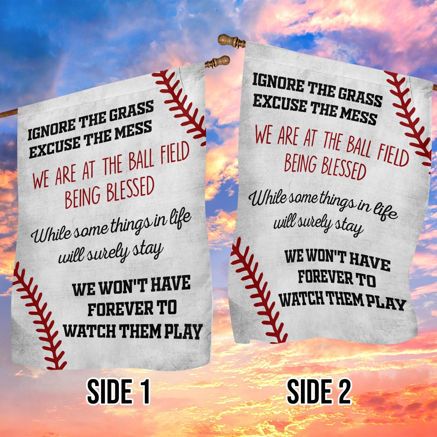 Funny Baseball Garden Flag & House Flag, We Are At The Ball Field, Welcome Baseball Outdoor Decor, Yard Decor Gift For Baseball Lovers