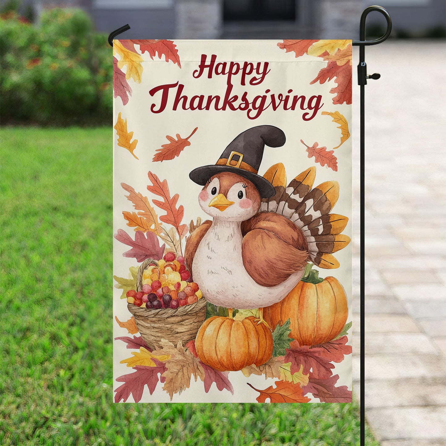 Cute Thanksgiving Garden Flag & House Flag, Happy Thanksgiving Outdoor Decor, Yard Decor Gift