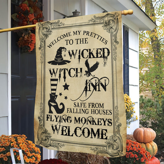 Welcome My Pretties Halloween Garden Flag & House Flag, Halloween Outdoor Decor, Spooky Yard Decor Gift For Witch Lovers