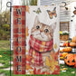 Cute Thanksgiving Cat Garden & House Flag, Welcome Outdoor Decor, Give Thanks Yard Decor Gift For Cat Lovers