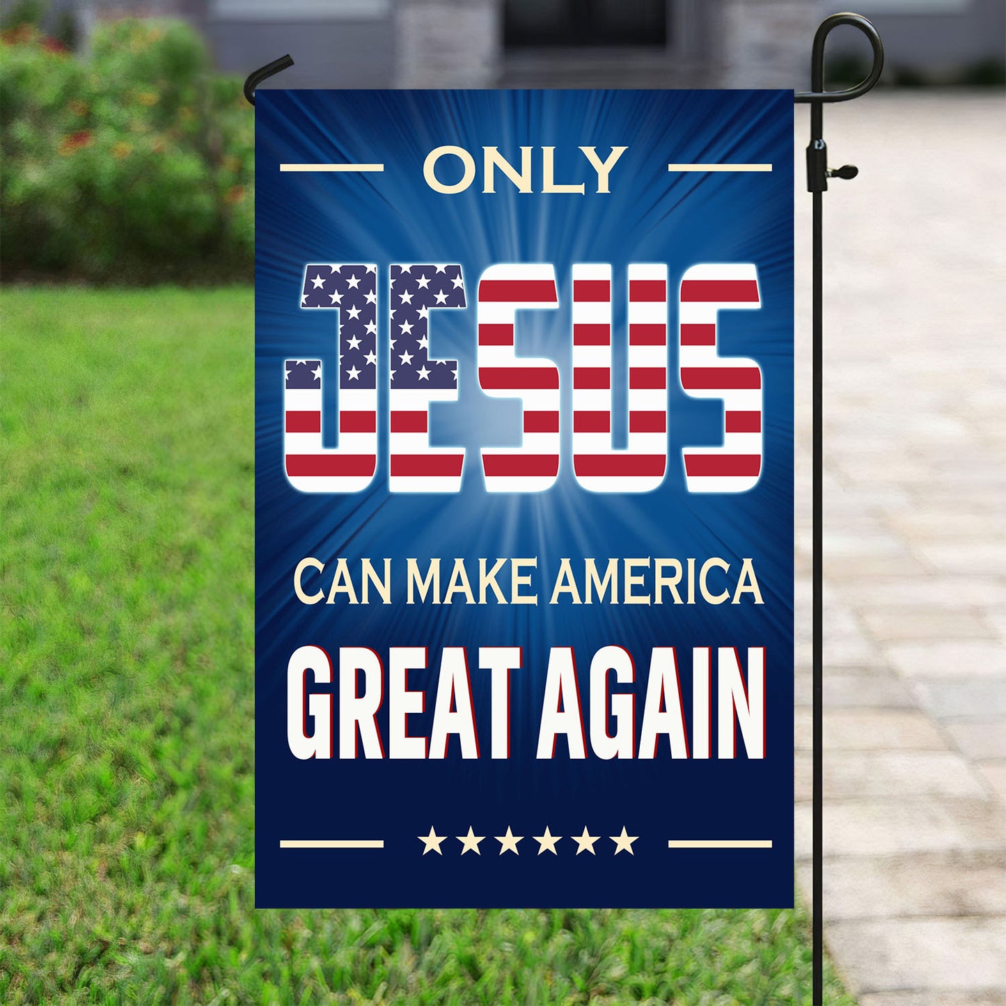 July 4th American Jesus Garden Flag House Flag, Only Jesus Can Make America Great Again USA Yard Flag Gift For Jesus Lovers, American Lovers