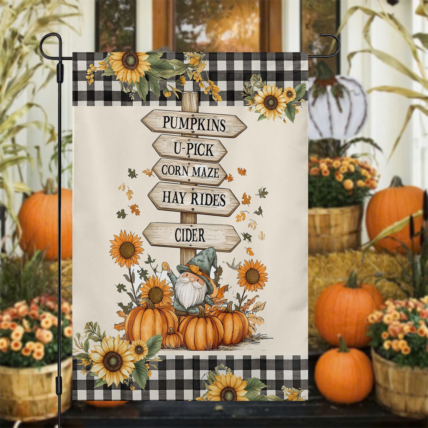 Thanksgiving Garden Flag & House Flag, Welcome to Our Fall Festival Thankful Season Outdoor Decor, Yard Decor Gift For Thankful Loves