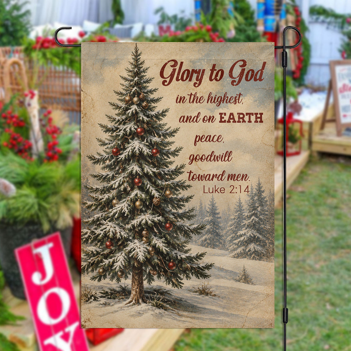 Christmas Jesus Garden & House Flag, Glory To God In The Highest Yard Flag, Vintage Xmas Gift For Christians
