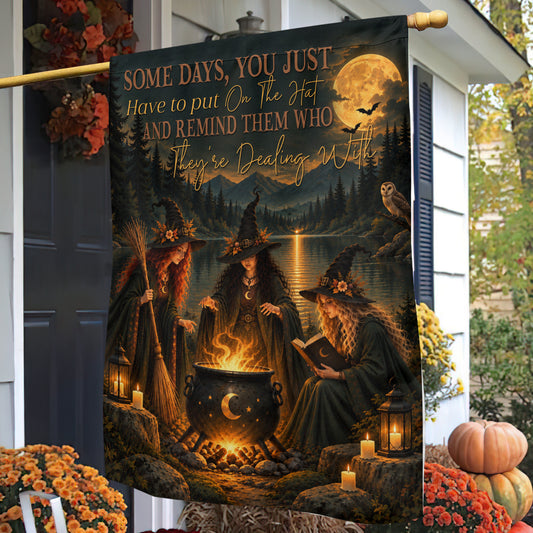 Halloween Witch Garden & House Flag, You Just Have To Put On The Hat Yard Flag Spooky Season Gift For Witch Lover