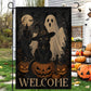 Halloween Black Cat Garden & House Flag, Witch Cat Ghost Pumpkin Welcome Yard Flag, Spooky Season Gift For Cat Lover