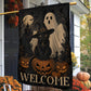 Halloween Black Cat Garden & House Flag, Witch Cat Ghost Pumpkin Welcome Yard Flag, Spooky Season Gift For Cat Lover