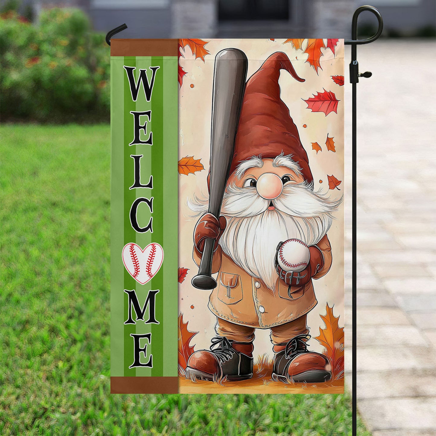 Cute Baseball Thanksgiving Garden Flag & House Flag, Welcome Thankful Season Outdoor Decor, Yard Decor Gift For Baseball Lovers