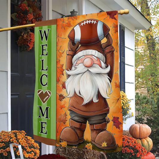 Thanksgiving Football Garden Flag & House Flag, Welcome Thankful Season Outdoor Decor, Yard Decor Gift For Football Lovers