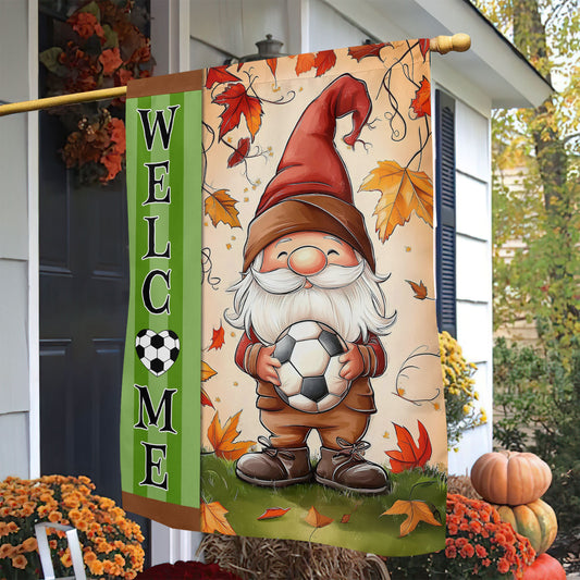 Thanksgiving Soccer Garden Flag & House Flag, Welcome Thankful Season Outdoor Decor, Yard Decor Gift For Soccer Lovers