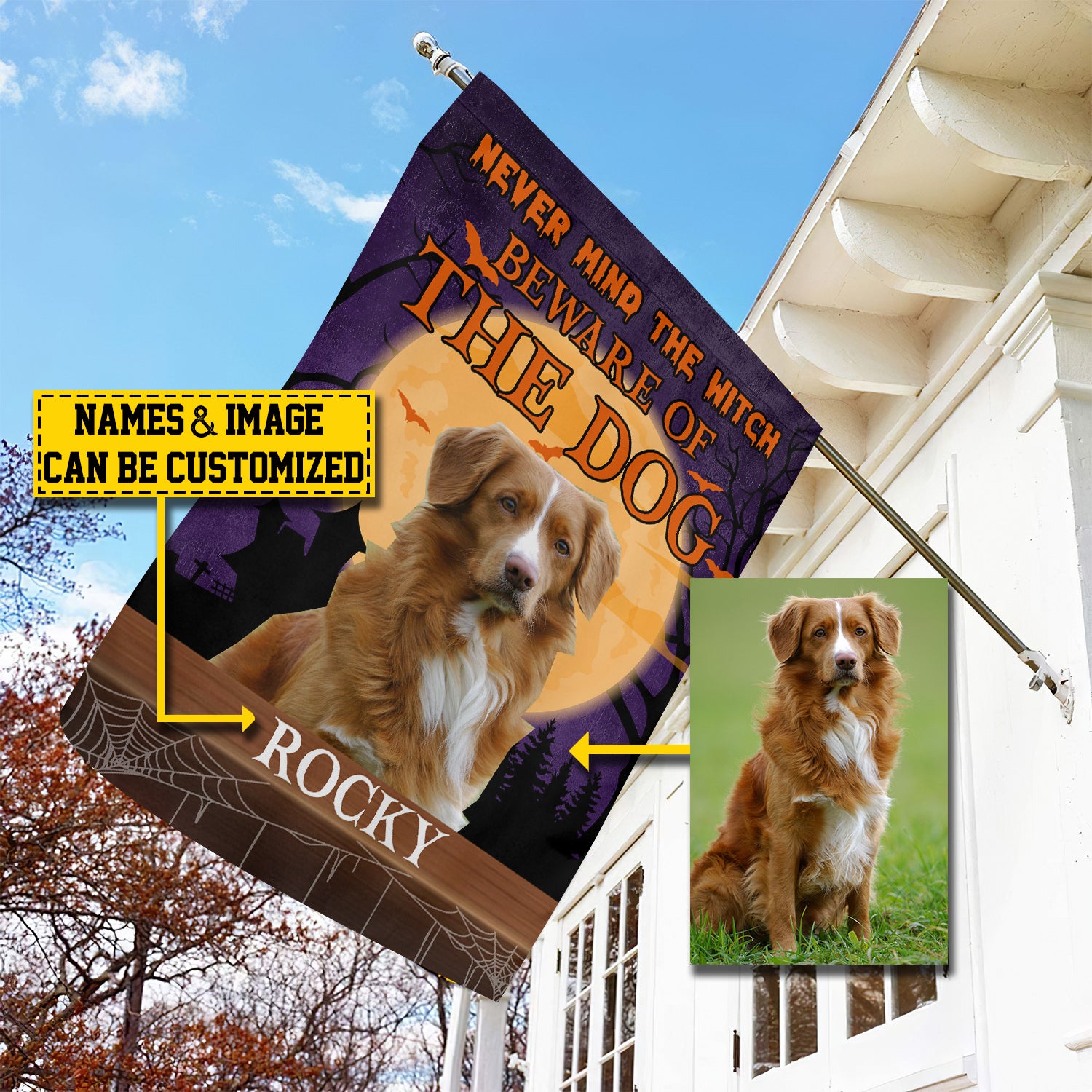 Personalized Funny Dog Garden Flag House Flag Beware Of The Dog Ha Famhose