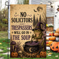 Vintage Halloween Frog Witch Garden & House Flag, Trespassers Go In The Soup Yard Flag Spooky Season Gift For Witch Lover