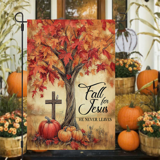 Thanksgiving Garden Flag & House Flag, Fall For Jesus, Thankful Outdoor Decor, Autumn Yard Decor Gift