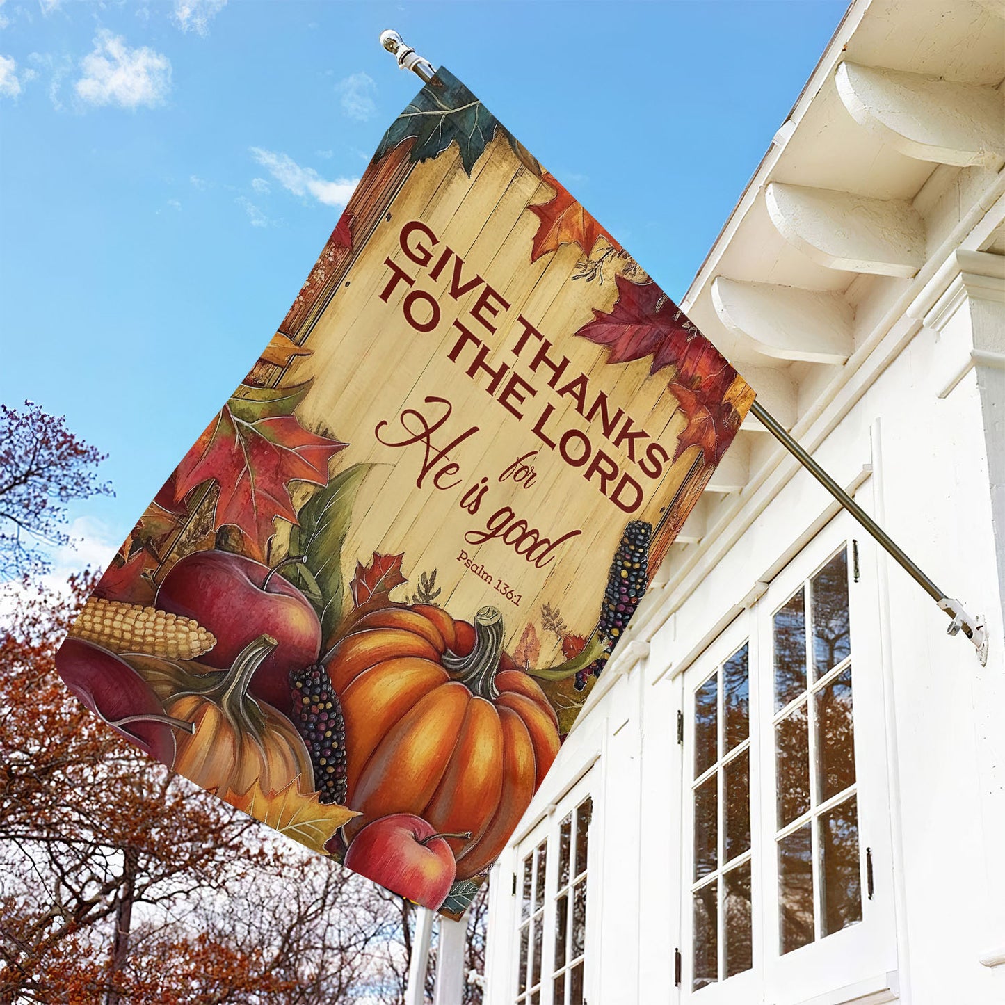 Thanksgiving Garden Flag & House Flag, Give Thanks To The Lord, Thankful Outdoor Decor, Autumn Yard Decor Gift