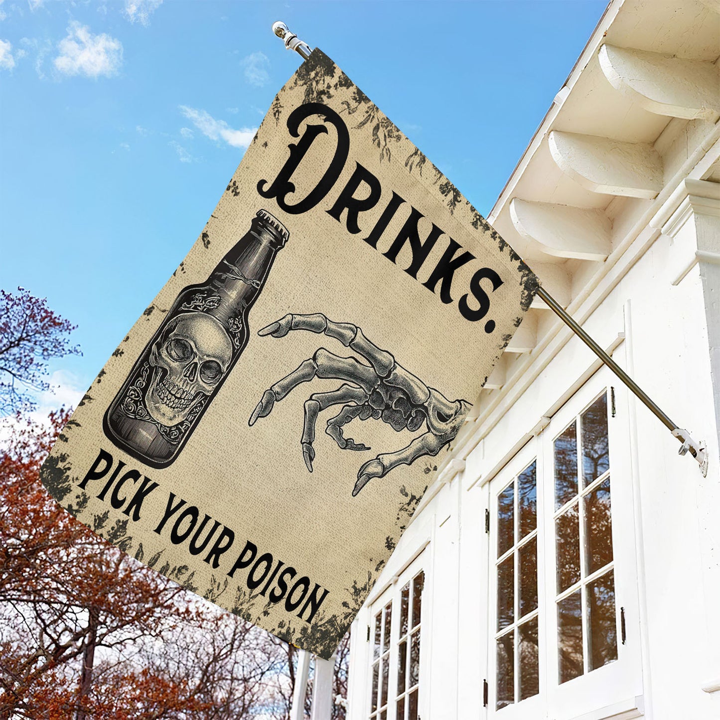 Halloween Garden Flag & House Flag, Drinks Pick Your Poison, Halloween Outdoor Decor, Spooky Yard Decor Gift