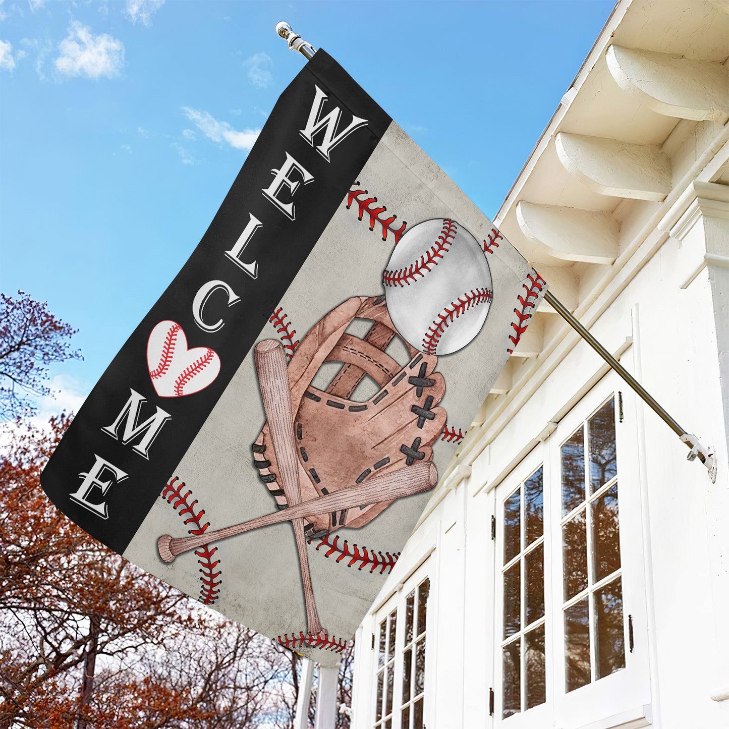 Funny Baseball Garden Flag & House Flag, Welcome Baseball Outdoor Decor, Yard Decor Gift For Baseball Lovers