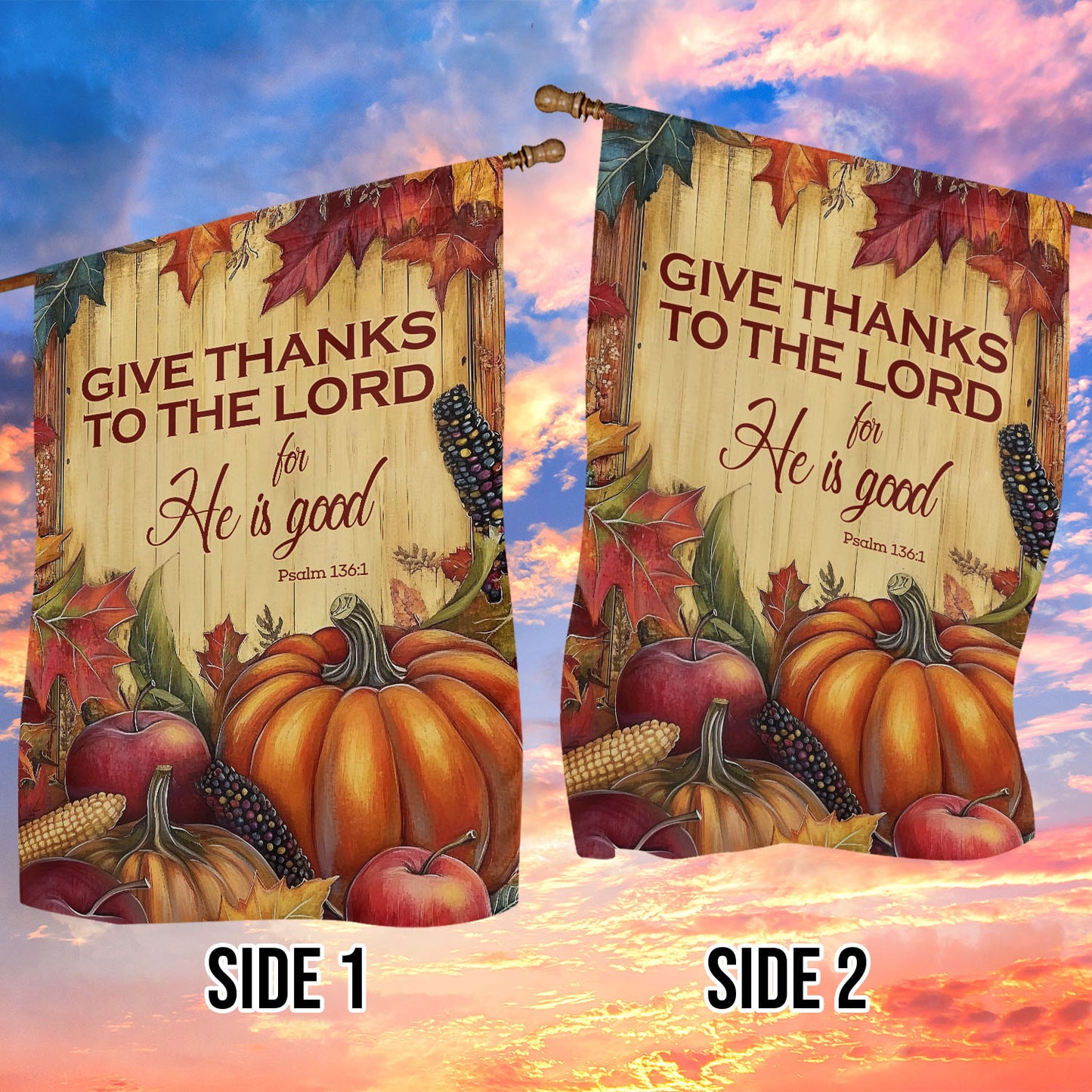 Thanksgiving Garden Flag & House Flag, Give Thanks To The Lord, Thankful Outdoor Decor, Autumn Yard Decor Gift