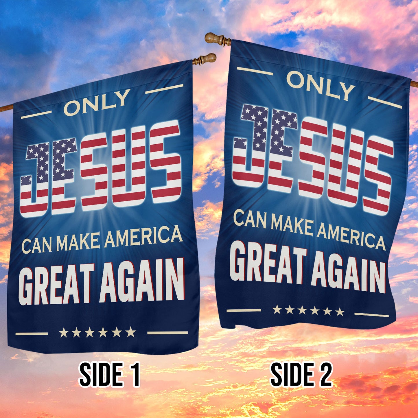 July 4th American Jesus Garden Flag House Flag, Only Jesus Can Make America Great Again USA Yard Flag Gift For Jesus Lovers, American Lovers