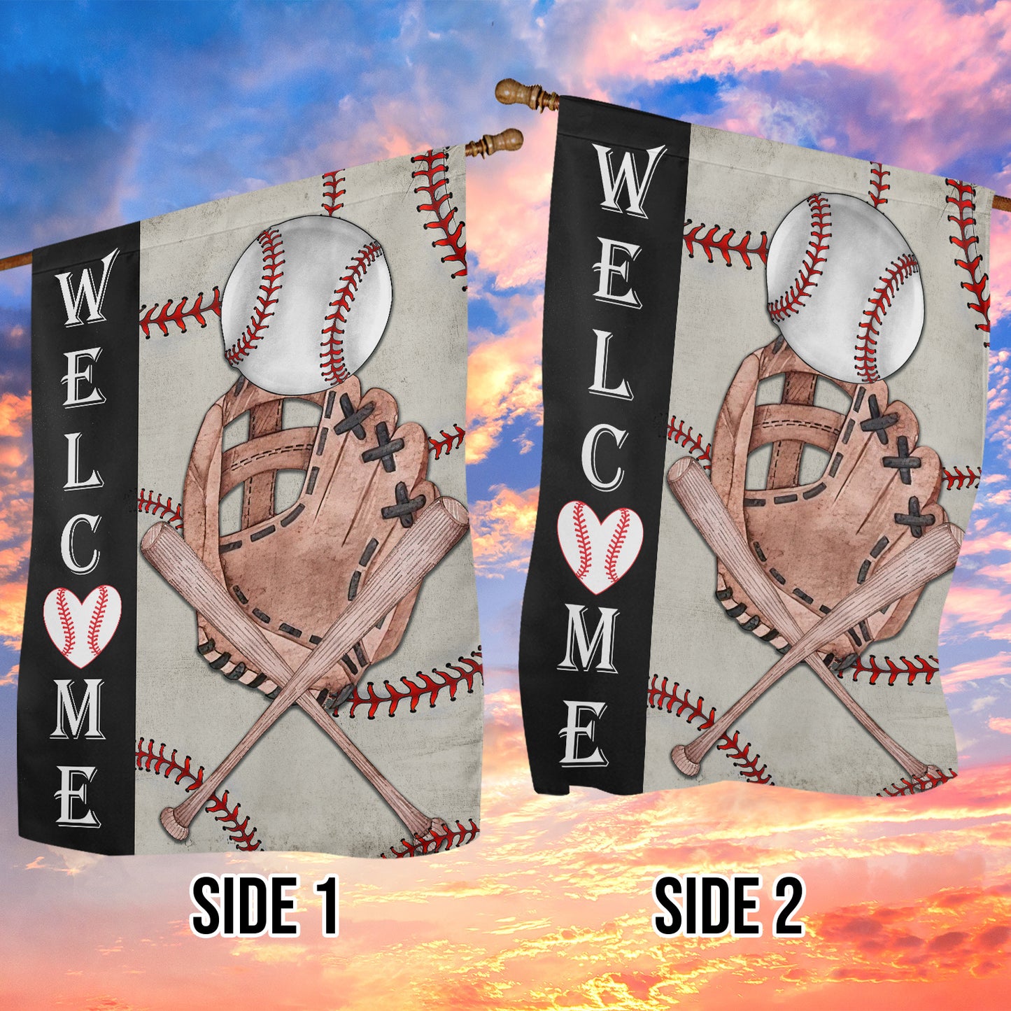 Funny Baseball Garden Flag & House Flag, Welcome Baseball Outdoor Decor, Yard Decor Gift For Baseball Lovers