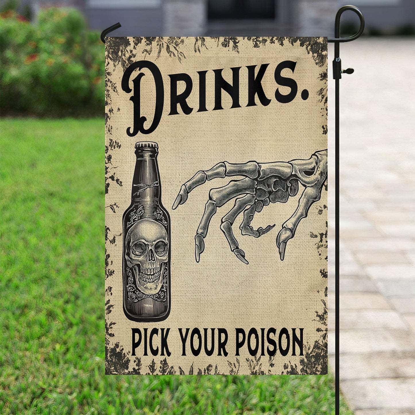 Halloween Garden Flag & House Flag, Drinks Pick Your Poison, Halloween Outdoor Decor, Spooky Yard Decor Gift