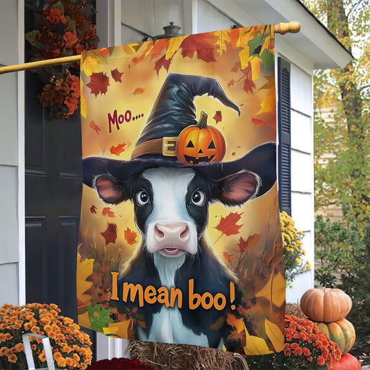 Thanksgiving Cow Garden Flag & House Flag, Moo I Mean Boo Thankful Season Outdoor Decor, Yard Decor Gift For Cow Lovers