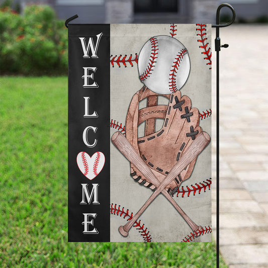 Funny Baseball Garden Flag & House Flag, Welcome Baseball Outdoor Decor, Yard Decor Gift For Baseball Lovers