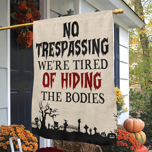 No Trespassing Graveyard Halloween Garden Flag & House Flag, Halloween Outdoor Decor, Spooky Yard Decor Gift