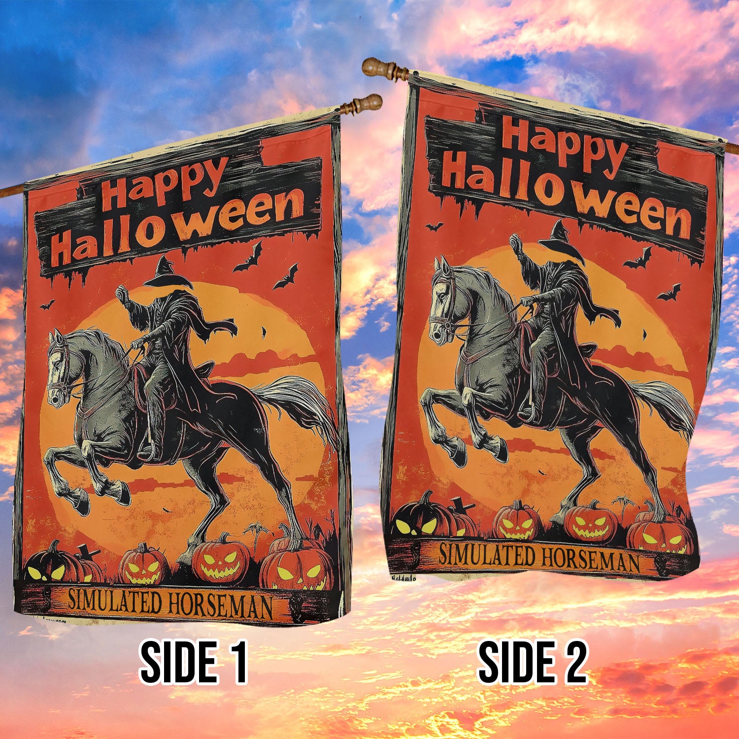 Halloween-Gartenflagge 'Happy Halloween' – Mit Katzen-Motiv | 30 X 45 Cm, Doppelseitig | Aus Wetterfester Jute | Für Draußen