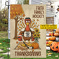 Personalized Thanksgiving Hockey Garden & House Flag, Faith Family Hockey Turkey Outdoor Decor, Yard Decor Thankful Gift For Hockey Lovers