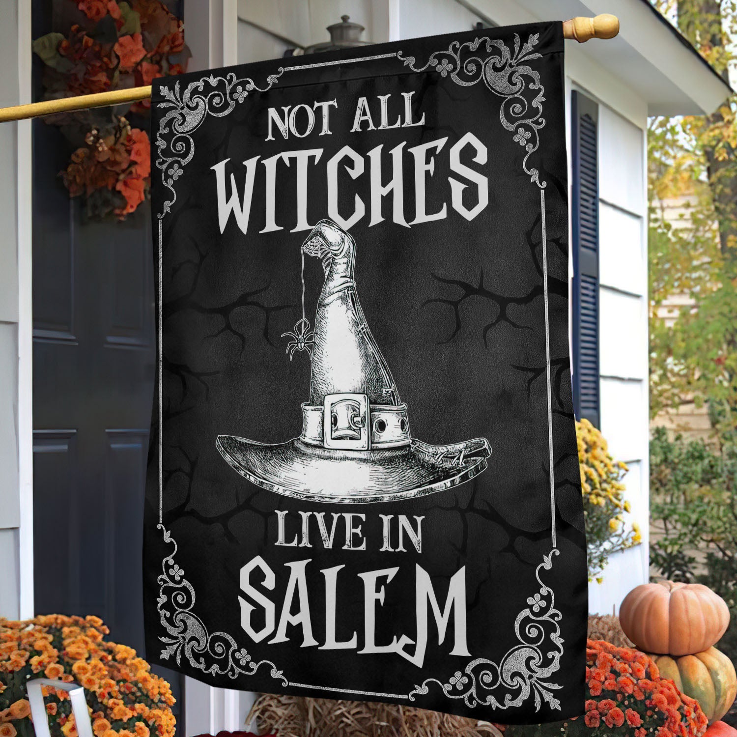 Funny Halloween Witch Flag House Flag, Not All Witches Live In Salem Y ...