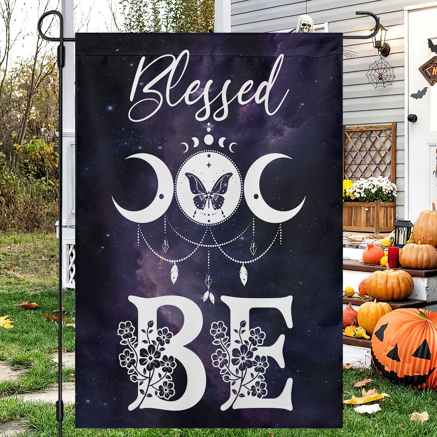 Halloween Flag House Flag, Blessed Be Yard Flag Spooky Season Gift To Decor House Or Office