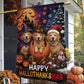 Funny Halloween Thanksgiving Christmas Golden Retriever Dog Garden & House Flag, Happy HalloThanksMas Yard Flag, 3 Seasons In 1 Flag Gift For Dog Lover