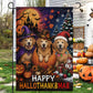 Funny Halloween Thanksgiving Christmas Golden Retriever Dog Garden & House Flag, Happy HalloThanksMas Yard Flag, 3 Seasons In 1 Flag Gift For Dog Lover