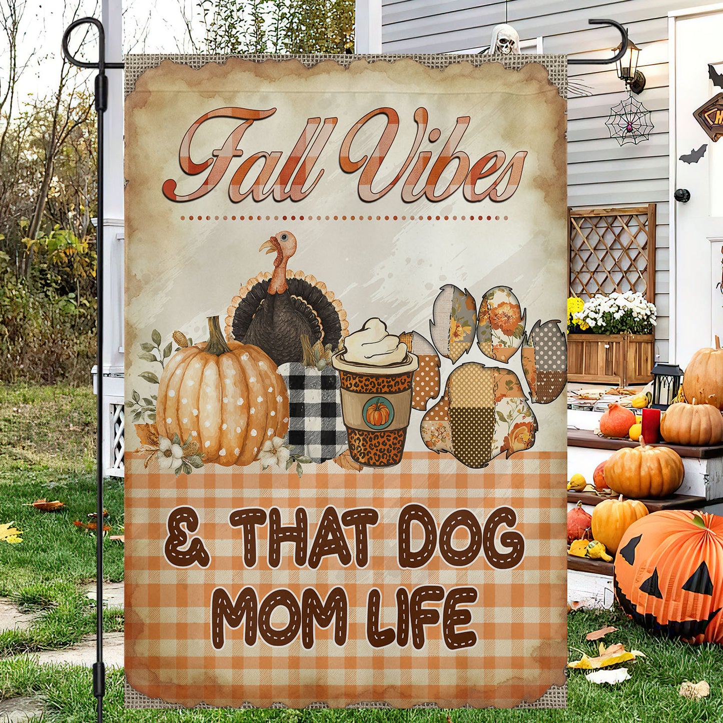 Thanksgiving Dog Garden & House Flag, Fall Vibes Outdoor Decor, Yard Decor Thankful Gift For Dog Lovers