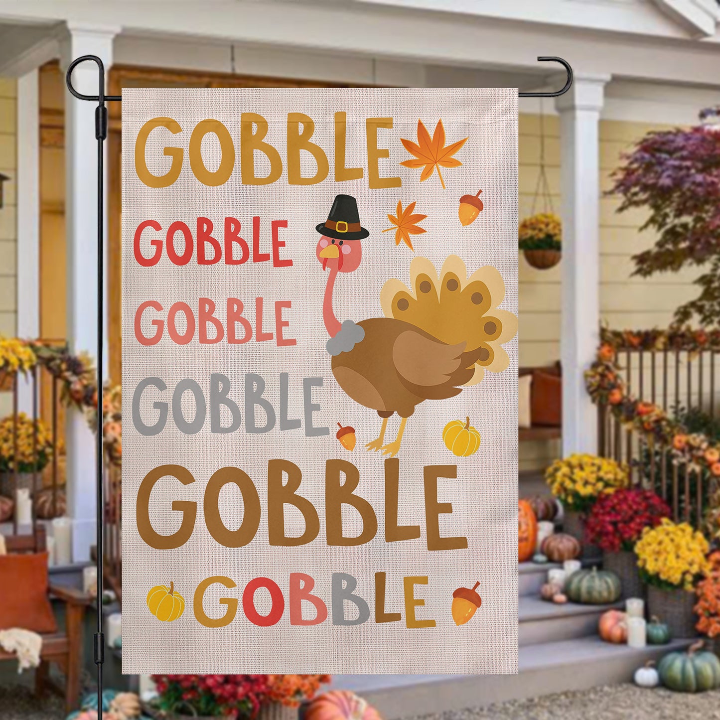 Funny Thanksgiving Garden Flag & House Flag, Gobble Thankful Season Outdoor Decor, Yard Decor Gift For Thanksgiving Lovers