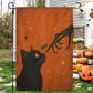 Vintage Halloween Black Cat Garden & House Flag, Skeleton Hand Boop Yard Flag, Spooky Season Gift For Cat Lover