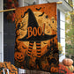 Vintage Halloween Witch Garden & House Flag, Boo Witch Hat Yard Flag, Spooky Season Gift For Witch Lover