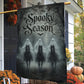 Vintage Halloween Ghost Riding Horse Garden & House Flag, Ghost Rider Yard Flag, Spooky Season Gift For Ghost Lover