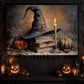 A Witch's Autumn Ritual, Witch Canvas Painting, Spooky Season Wall Art Decor, Halloween Poster Gift For Witch And Book Lovers