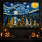 Impasto Oil Dog Canvas Painting, A Night Beneath the Stars Wall Art Decor, Poster Gift For Dog Lovers