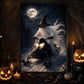 Halloween Snowmobile Ghost Canvas Painting, Midnight Ride Through the Haunted Snow Wall Art Decor, Spooky Season Poster Gift For Snowmobiling Lover