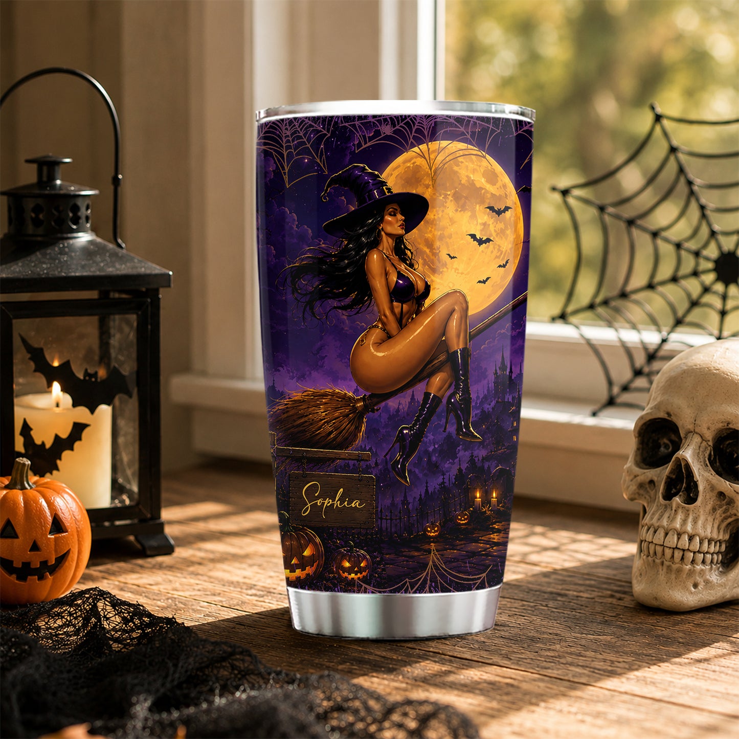 Sexy Personalized Halloween Witch Tumbler, In A World Full Of Princesses Stainless Steel Tumbler Spooky Season Gift For Witch Lover